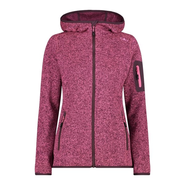 CMP Damen knitted melange Zip Hoodie Jacke 3H19826 pink fluo-plum