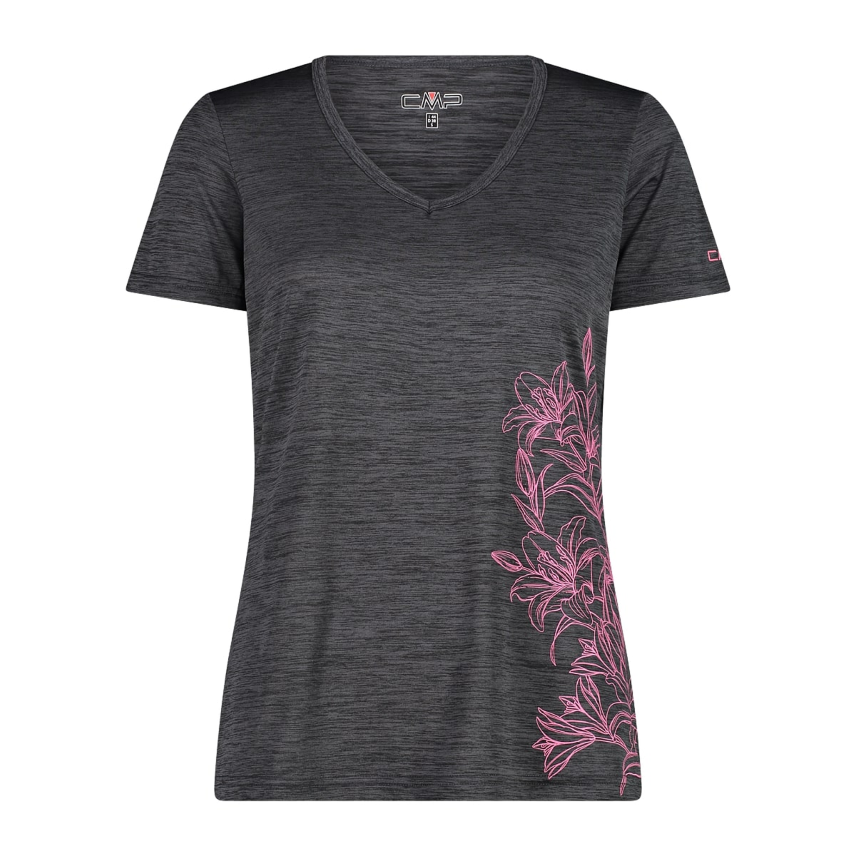 CMP Damen Shirt Light Jersey Print Shirt 39T6136 antracite meliert - pink fluo