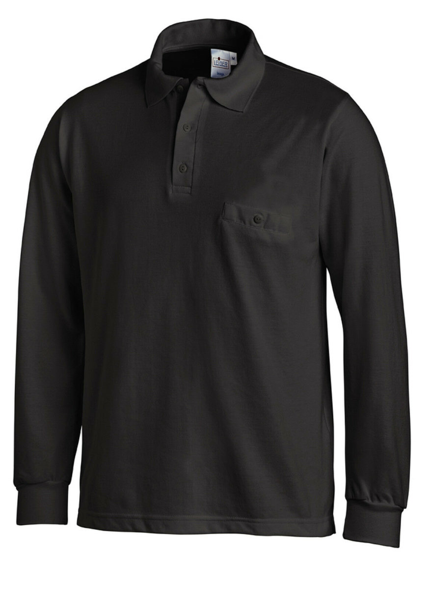 LEIBER Polo Pique Shirt  08/841  Poloshirt 1/1 Arm schwarz Langarm unisex  2XL