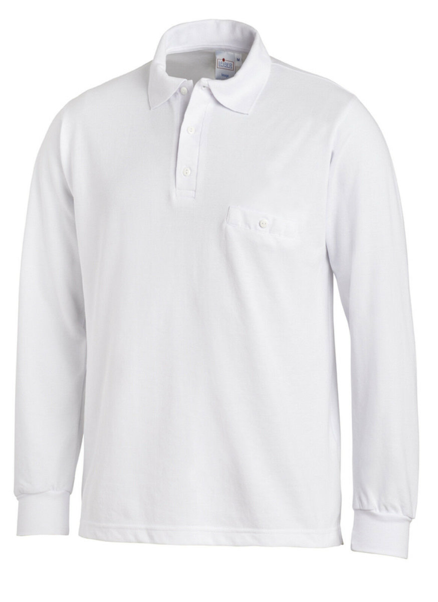 LEIBER Polo Pique Shirt  08/841  Poloshirt 1/1 Arm wei&szlig;  Langarm unisex  L