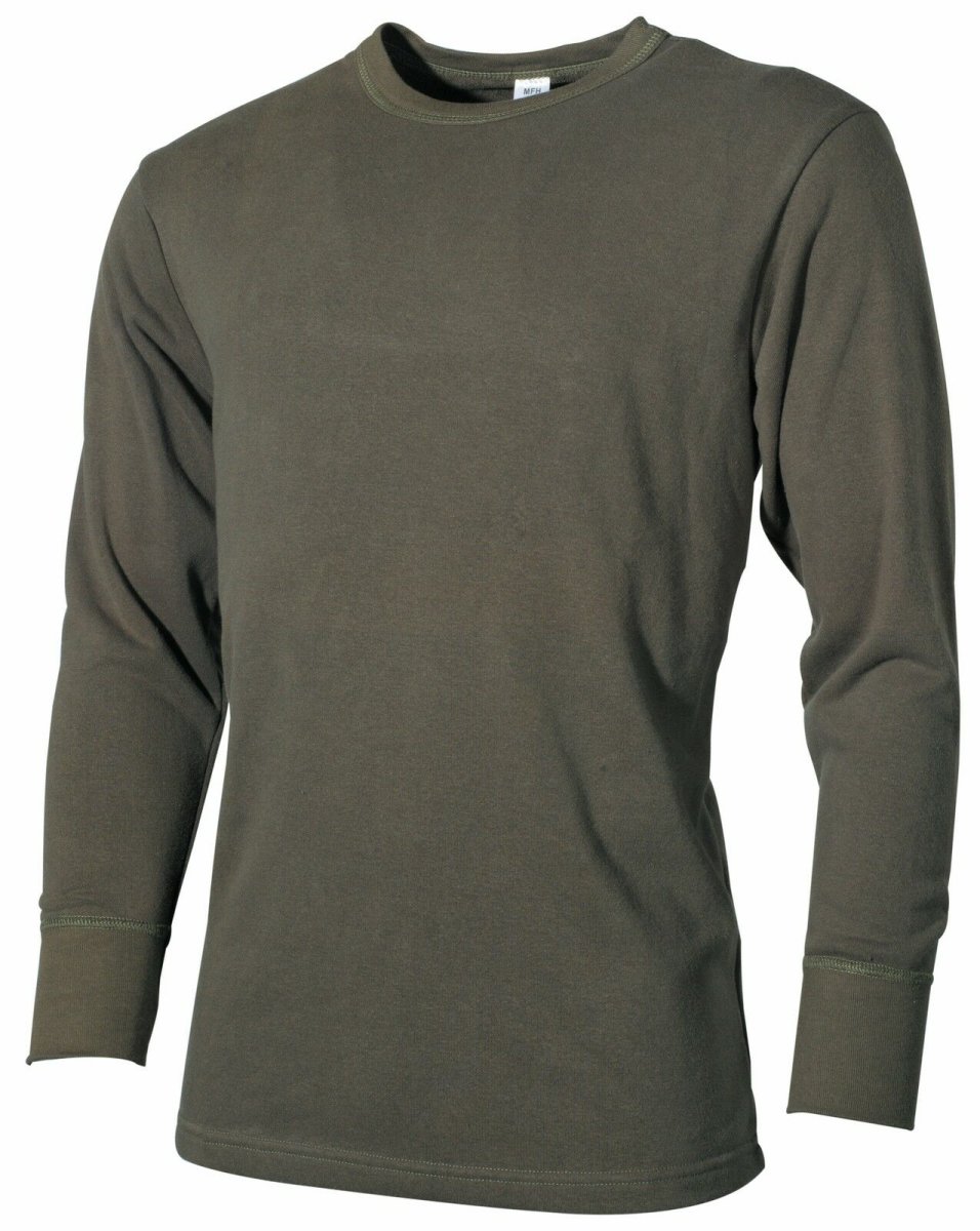 MFH Pl&uuml;schunterhemd BW Modell oliv Langarm Unterhemd Winterhemd Pl&uuml;schhemd
