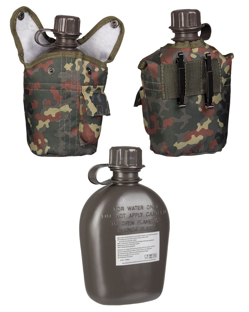 MIL-TEC Feldflasche 1ltr. Trinkflasche flecktarn Army Flasche Wasserflasche