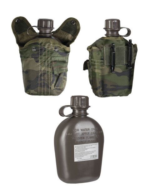 MIL-TEC Feldflasche 1ltr. Trinkflasche woodland Army Flasche Wasserflasche