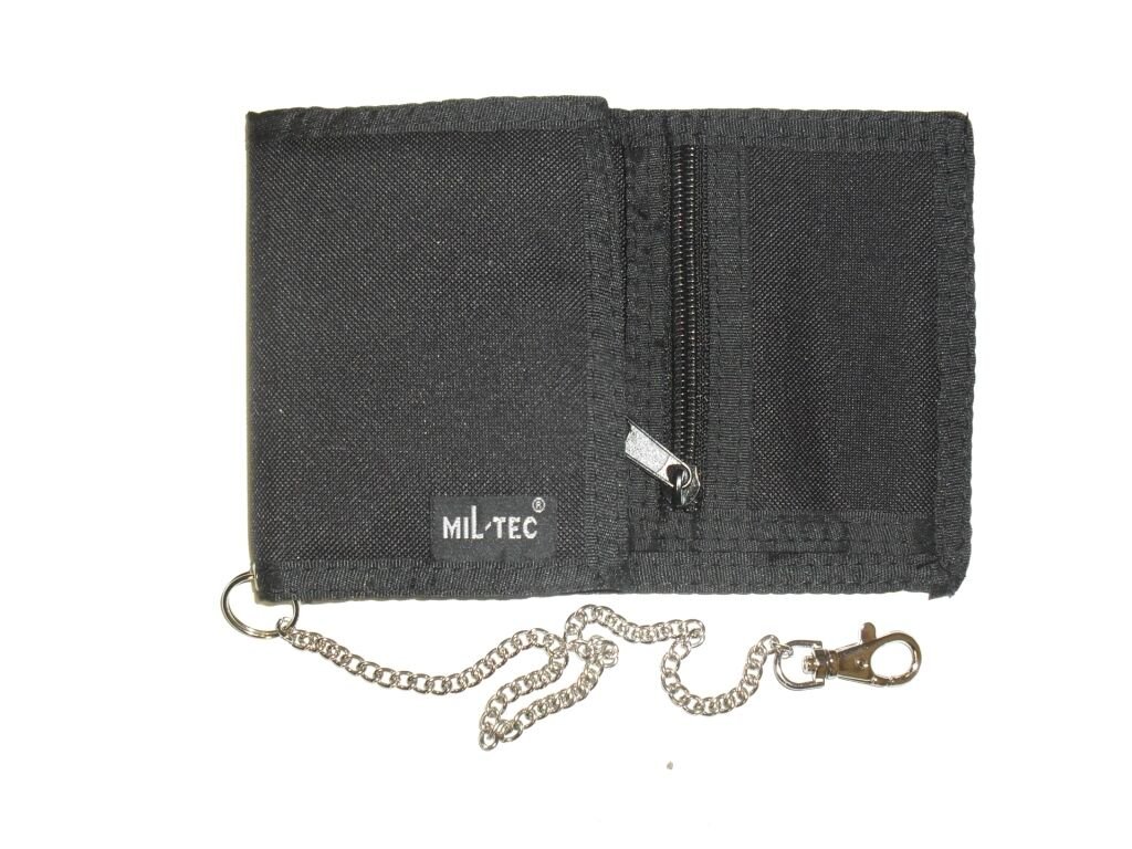 MIL-TEC Geldb&ouml;rse mit Kette Fb. schwarz  Portemonnaie Commando Armee purse