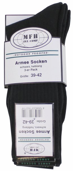 MFH Army Socken 3er Pack schwarz Jagdsocken Berufssocken  Arbeitssocken Strümpfe