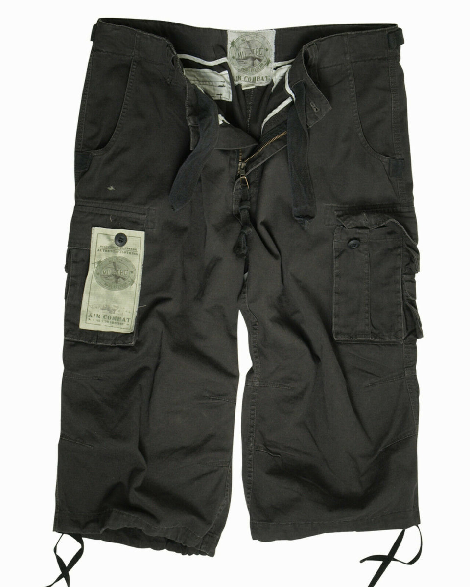 MIL-TEC Air Combat 3/4 Pants Shorts Hose prewash schwarz Army Trousers