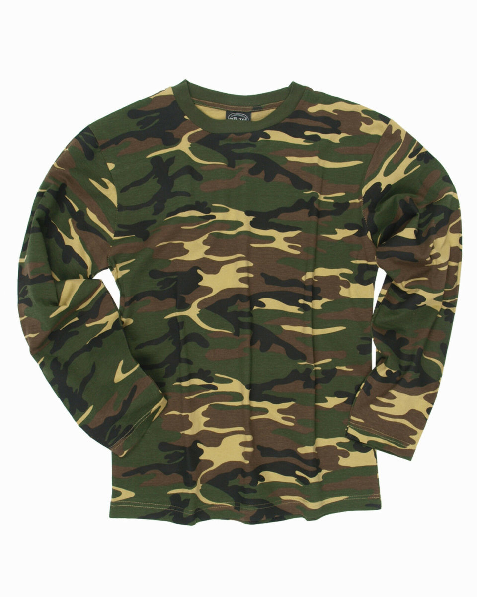MIL-TEC Langarm Shirt  Army Shirt  woodland Cotton Shirt longsleeve Unterhemd L
