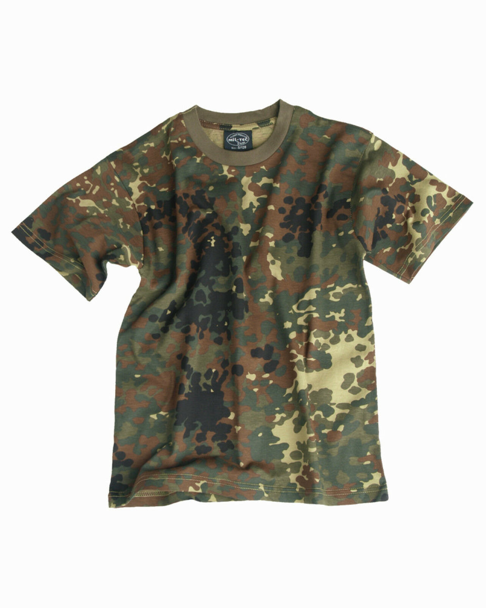 MIL-TEC T-Shirt KIDS flecktarn Tarnshirt Kinder Army Military Shirt Boys &amp; Girls