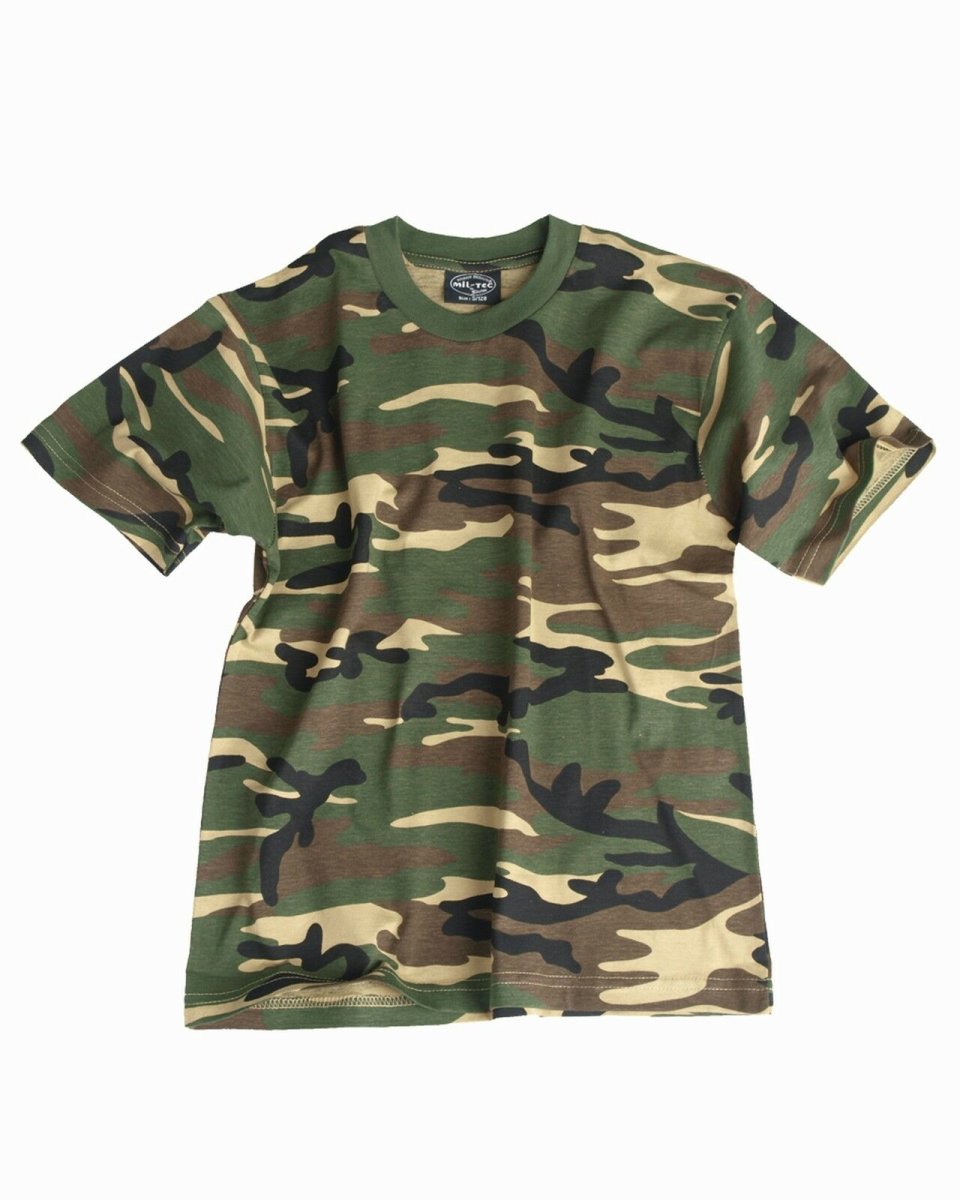 MIL-TEC T-Shirt KIDS woodland Tarnshirt Kinder Army Military Shirt Boys &amp; Girls