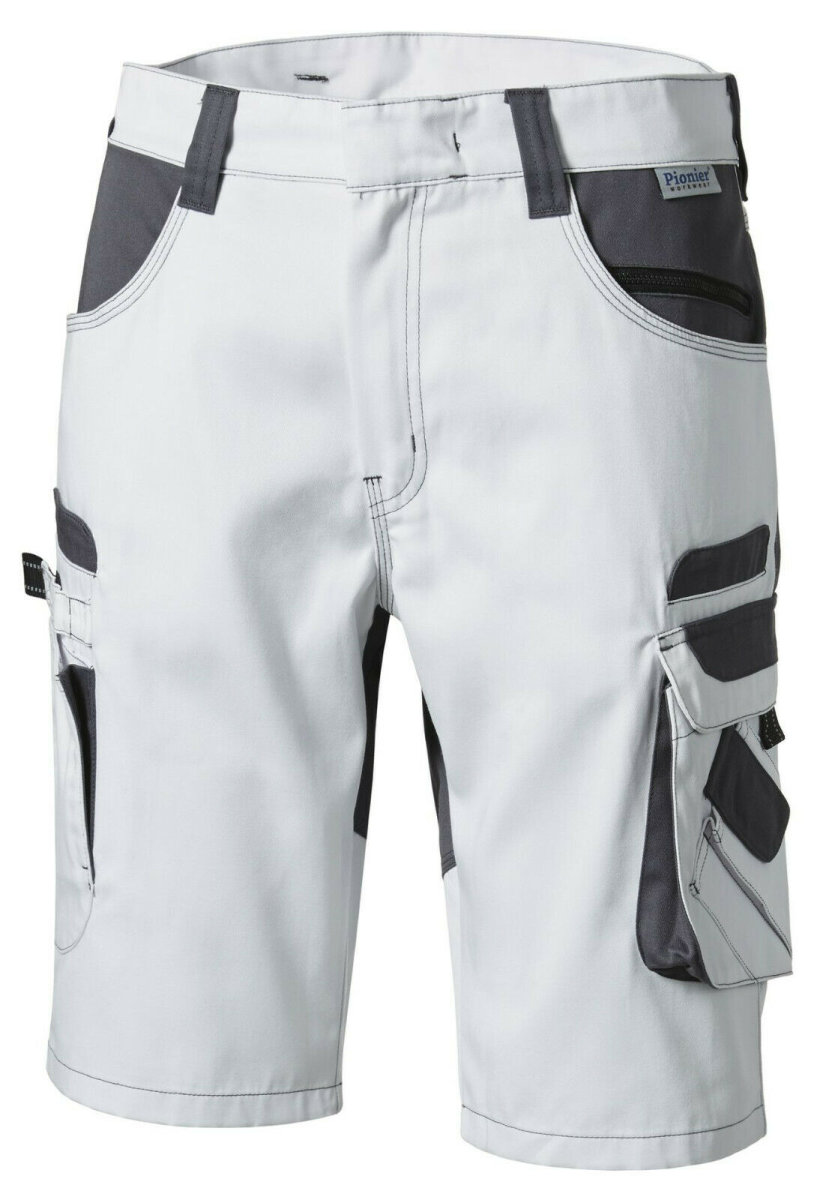 Pionier Workwear TOOLS Bermuda 95384 Berufshose Shorts wei&szlig; / grau