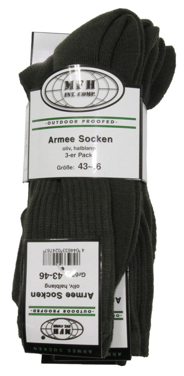 MFH Army Socken 3er Pack gr&uuml;n Jagdsocken Berufssocken  Arbeitssocken Str&uuml;mpfe