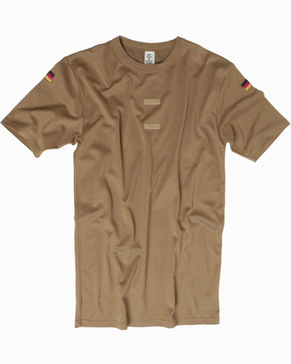 MIL-TEC BW Tropen T-Shirt Tropen Shirt Fb. coyote mit Nationalit&auml;tsabzeichen