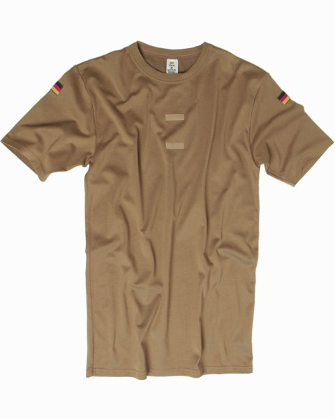 MIL-TEC BW Tropen T-Shirt Tropen Shirt Fb. coyote mit Nationalitätsabzeichen