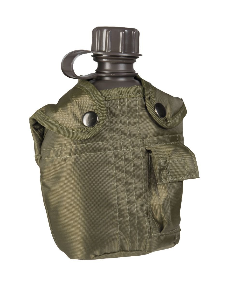 MIL-TEC Feldflasche 1ltr. Trinkflasche mit H&uuml;lle oliv Army Flasche Wasserflasche