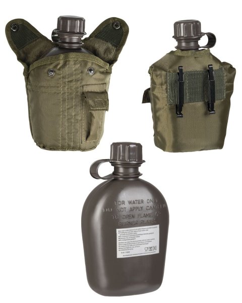 MIL-TEC Feldflasche 1ltr Trinkflasche woodland Army Flasche Wasserflasche 