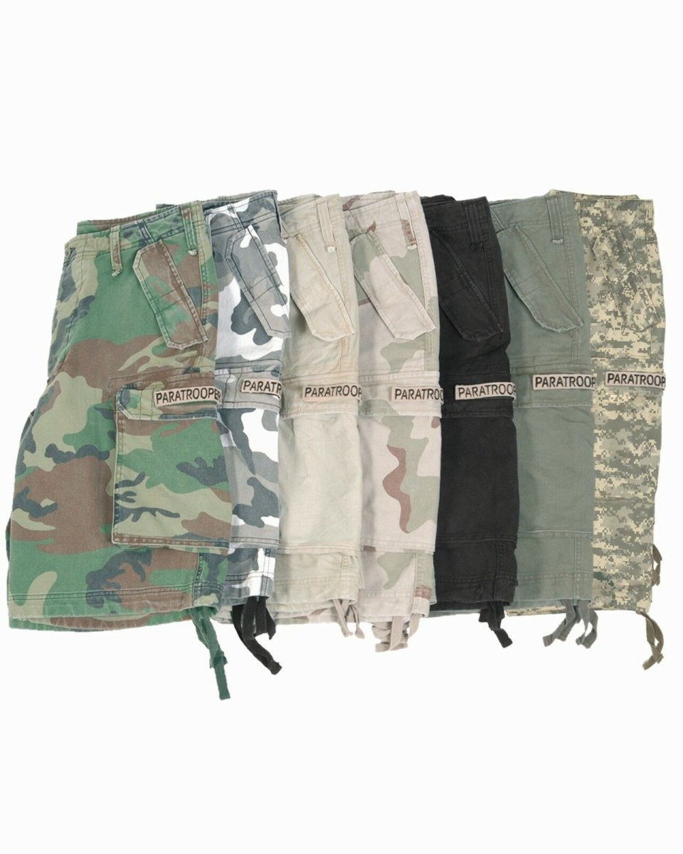 MIL-TEC Paratrooper Shorts prewashed schwarz Army Cargo Shorts Pants  Hose