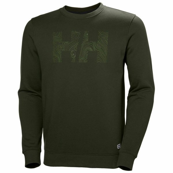 HH Helly Hansen F2F Cotton Sweater 62933 forest night  Pullover Print Sweatshirt