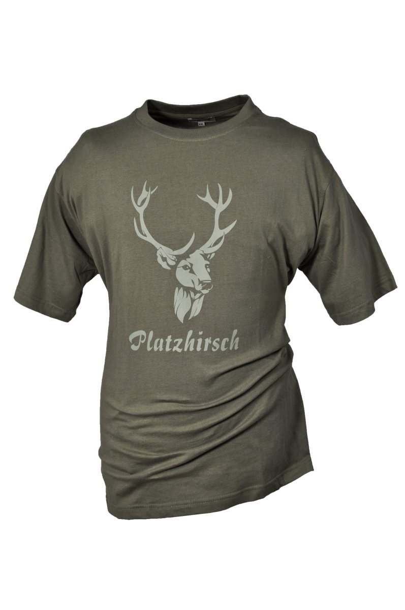 HUBERTUS Hunting Herren T-Shirt  PLATZHIRSCH  oliv gr&uuml;n Printshirt Jagd Shirt