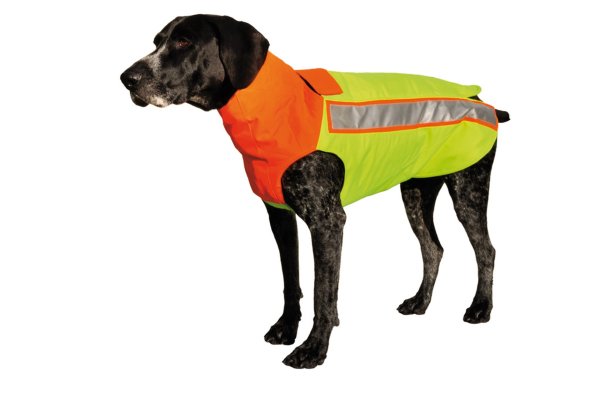 HUBERTUS Hunde Schutzweste Kevlar-Einlage Drückjagdweste Sauenschutzweste orange