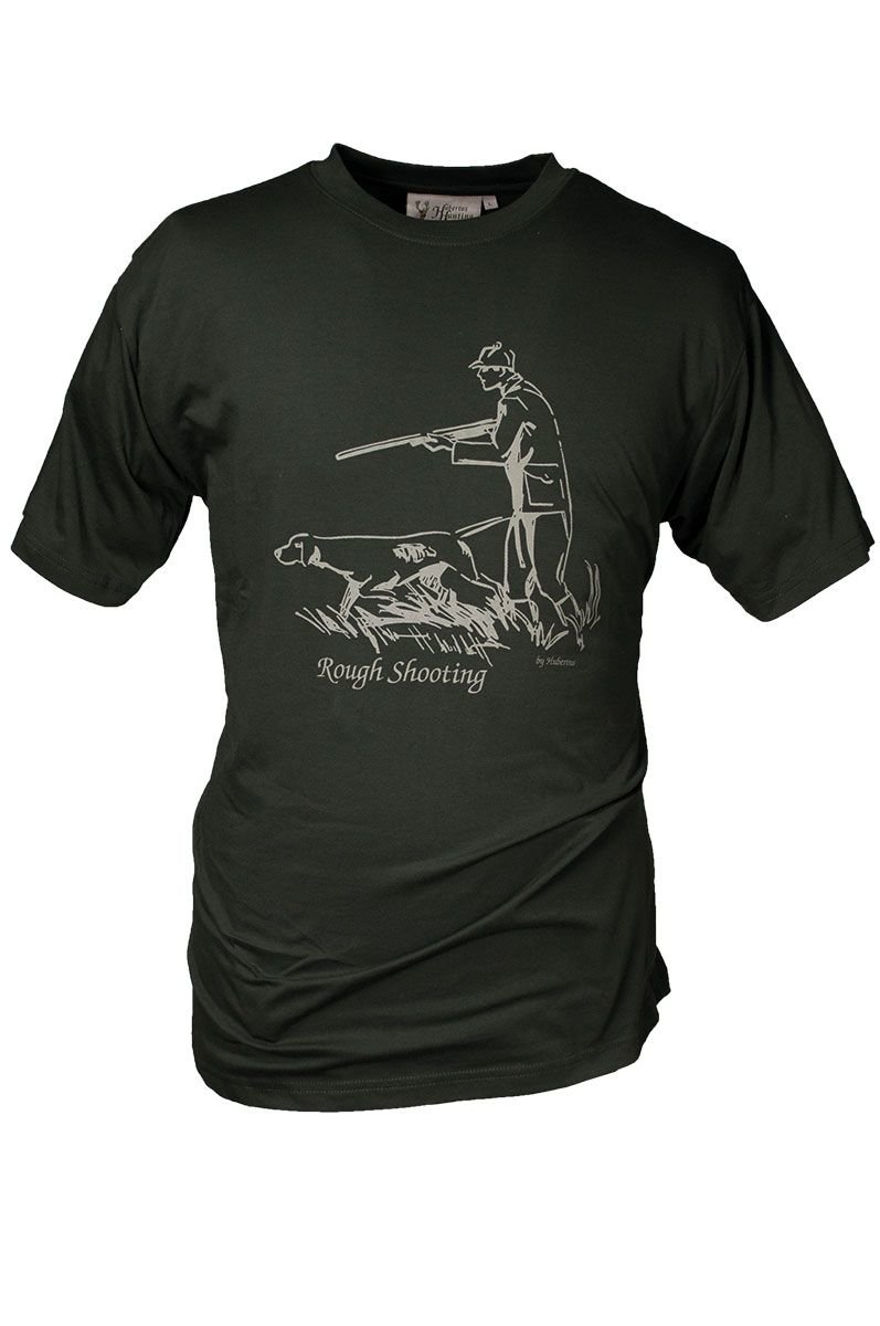 HUBERTUS Hunting Herren T-Shirt &quot;Rough Shooting&quot; oliv Printshirt Jagd Shirt