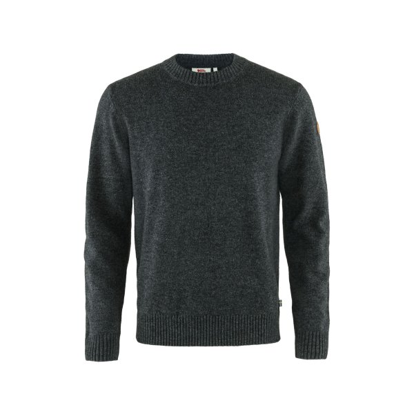 Fjällräven Övik Round-Neck Sweater 87323 dark grey Herren Pullover Rundhals Strickpullover